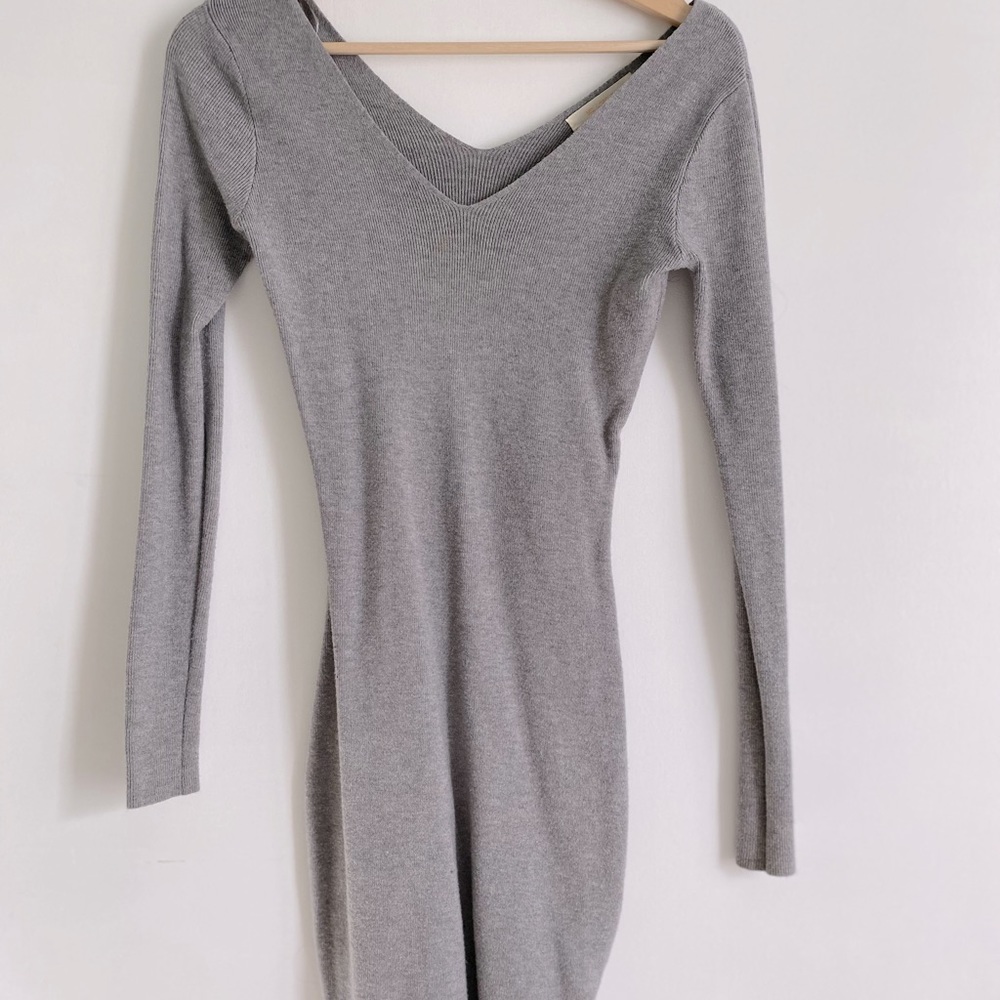 Grey autumn/early spring rubbed gray dress off the shoulder